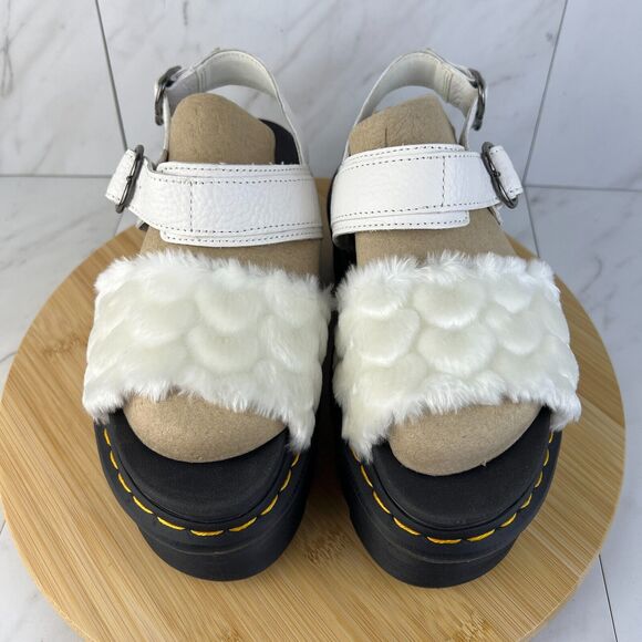 NEW Dr. Doc Martens Voss Quad Fluffy Womens Size 7 Black White Platform Sandals - Picture 4 of 8